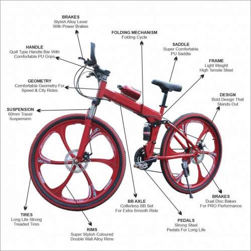 Folding bike with online gears